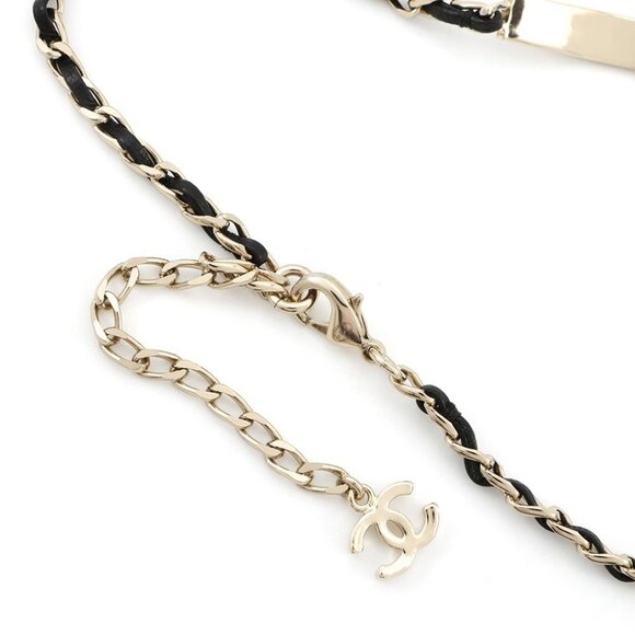 CHANEL With logo Chain choker Gold Plated/Leather Black - Picture 11 of 11